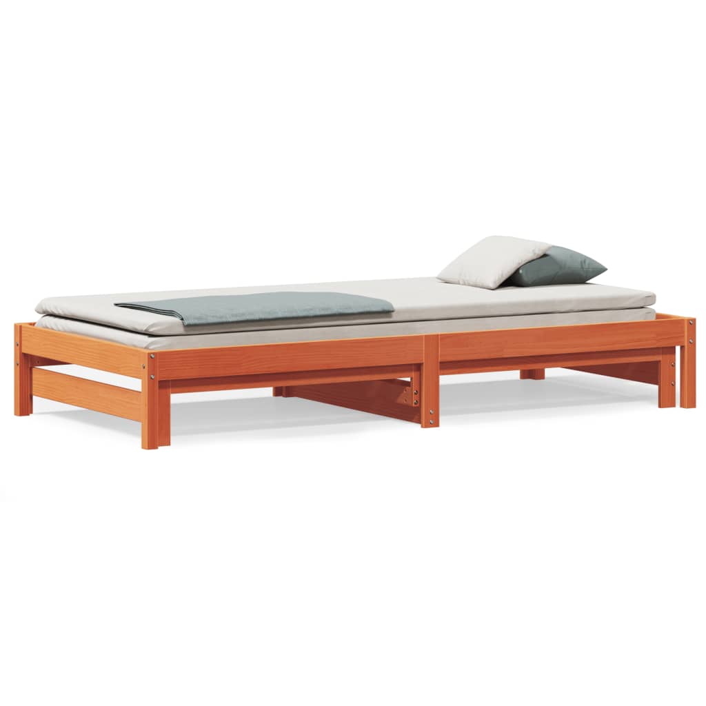 daybed med udtræk 90x200 cm massivt fyrretræ gyldenbrun