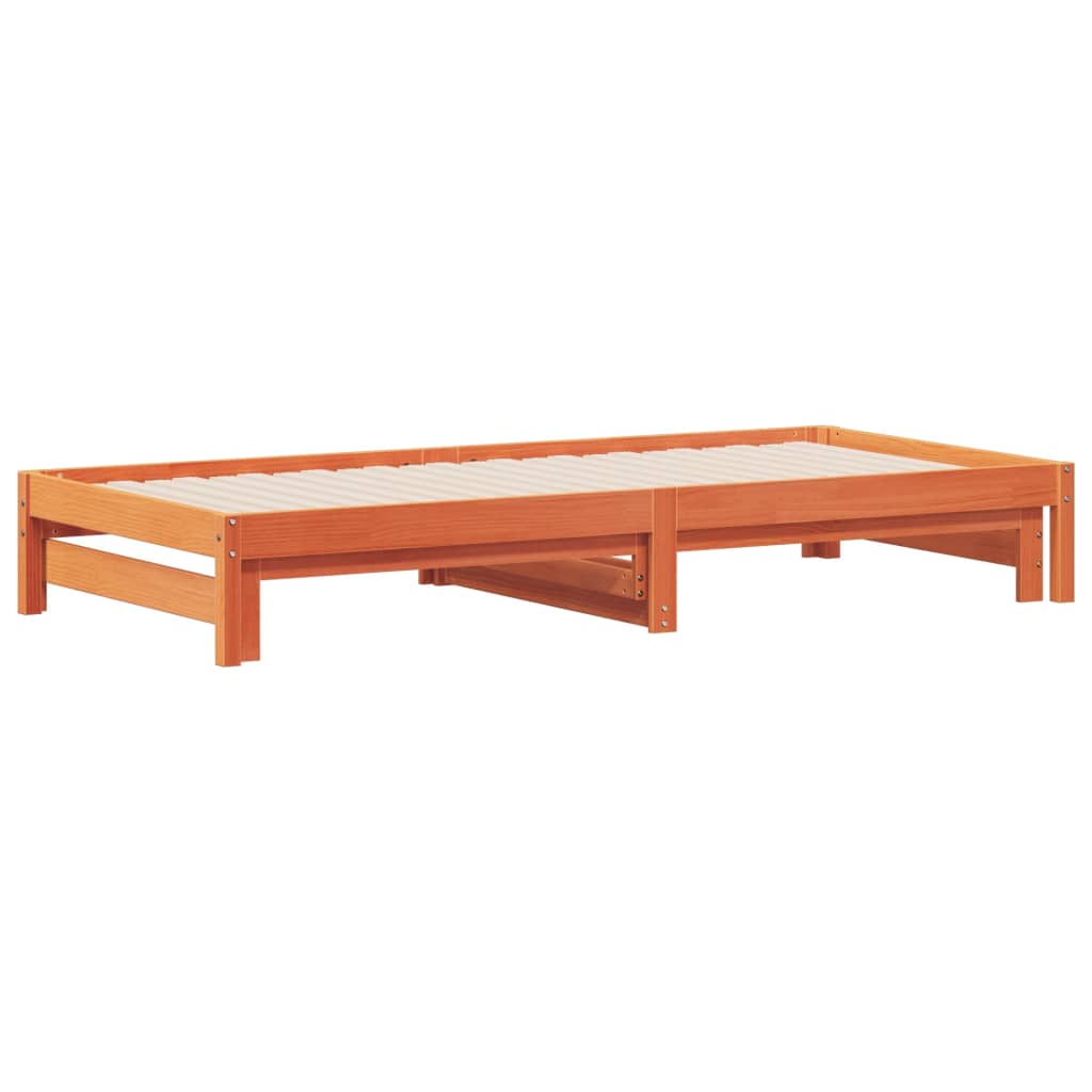 daybed med udtræk 90x200 cm massivt fyrretræ gyldenbrun