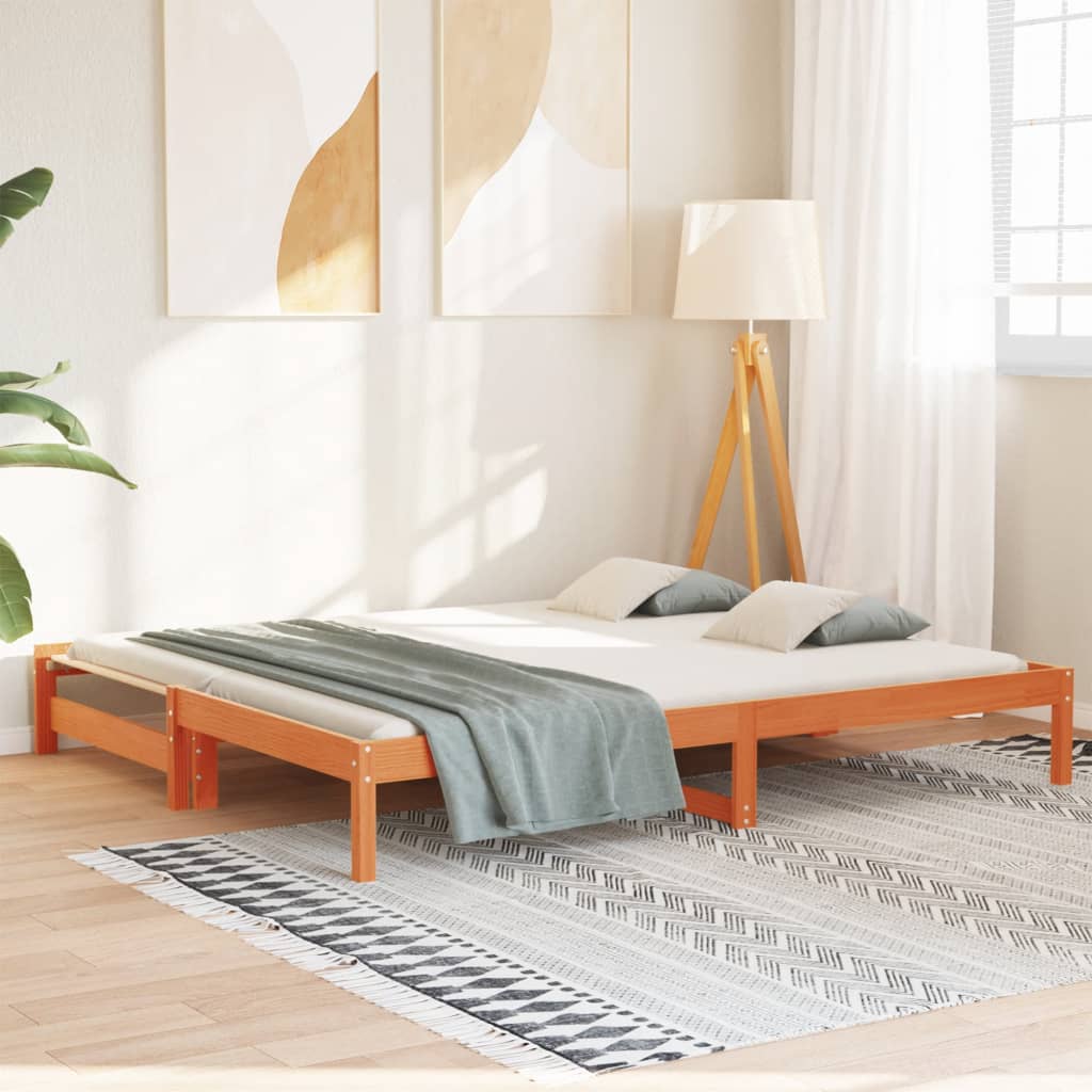 daybed med udtræk 90x200 cm massivt fyrretræ gyldenbrun