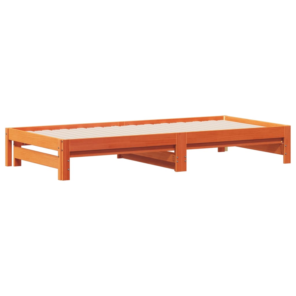 daybed med udtræk 90x200 cm massivt fyrretræ gyldenbrun