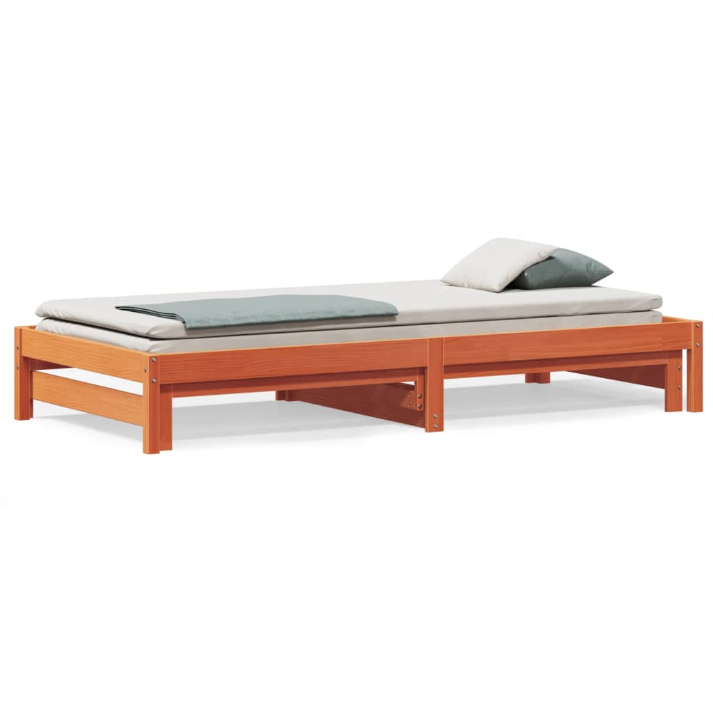 daybed med udtræk 90x190 cm massivt fyrretræ gyldenbrun
