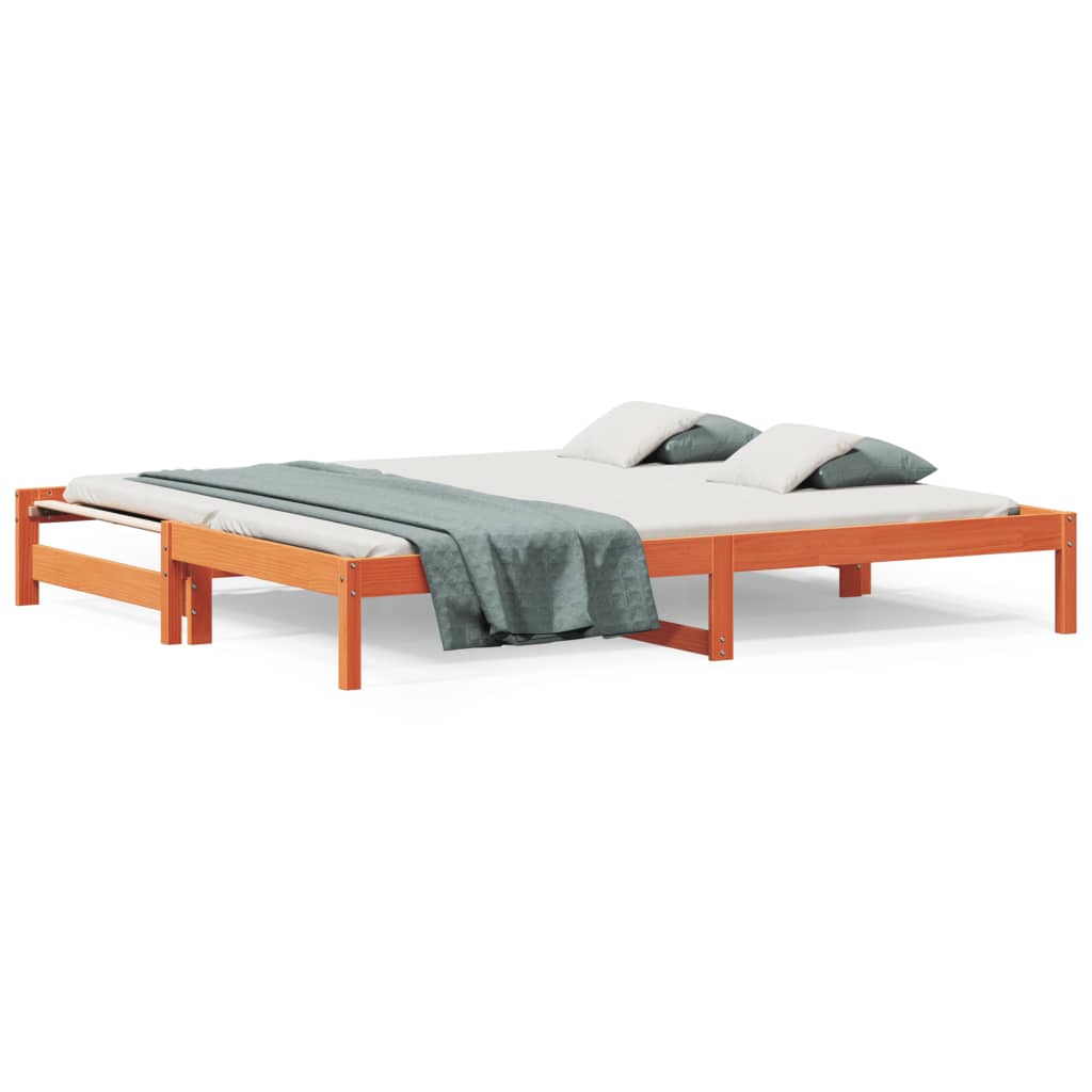 daybed med udtræk 90x190 cm massivt fyrretræ gyldenbrun