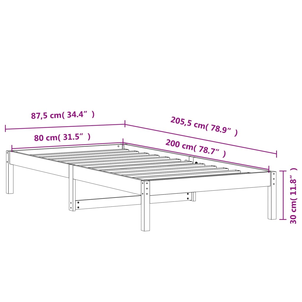 daybed uden madras 80x200 cm massivt fyrretræ gyldenbrun