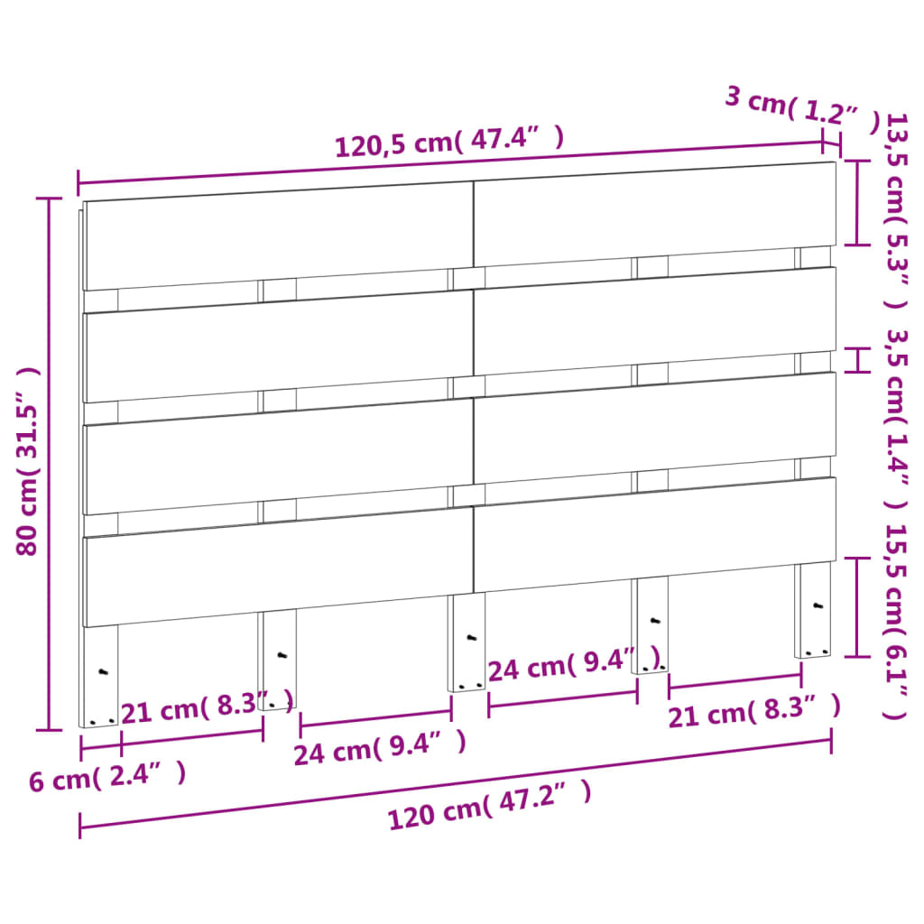 sengegavl 120 cm massivt fyrretræ gyldenbrun