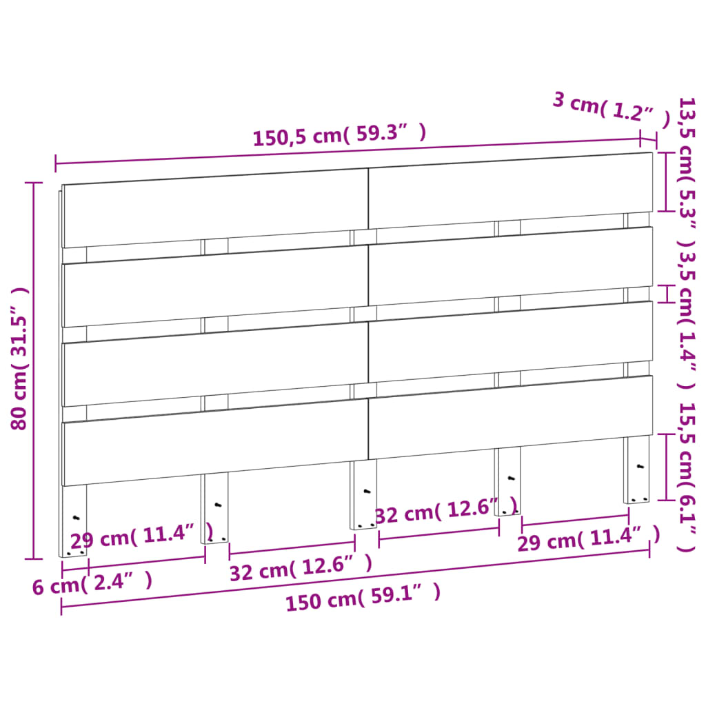 sengegavl 150 cm massivt fyrretræ gyldenbrun