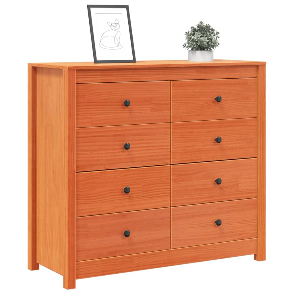 kommode 100x40x90 cm massivt fyrretræ gyldenbrun