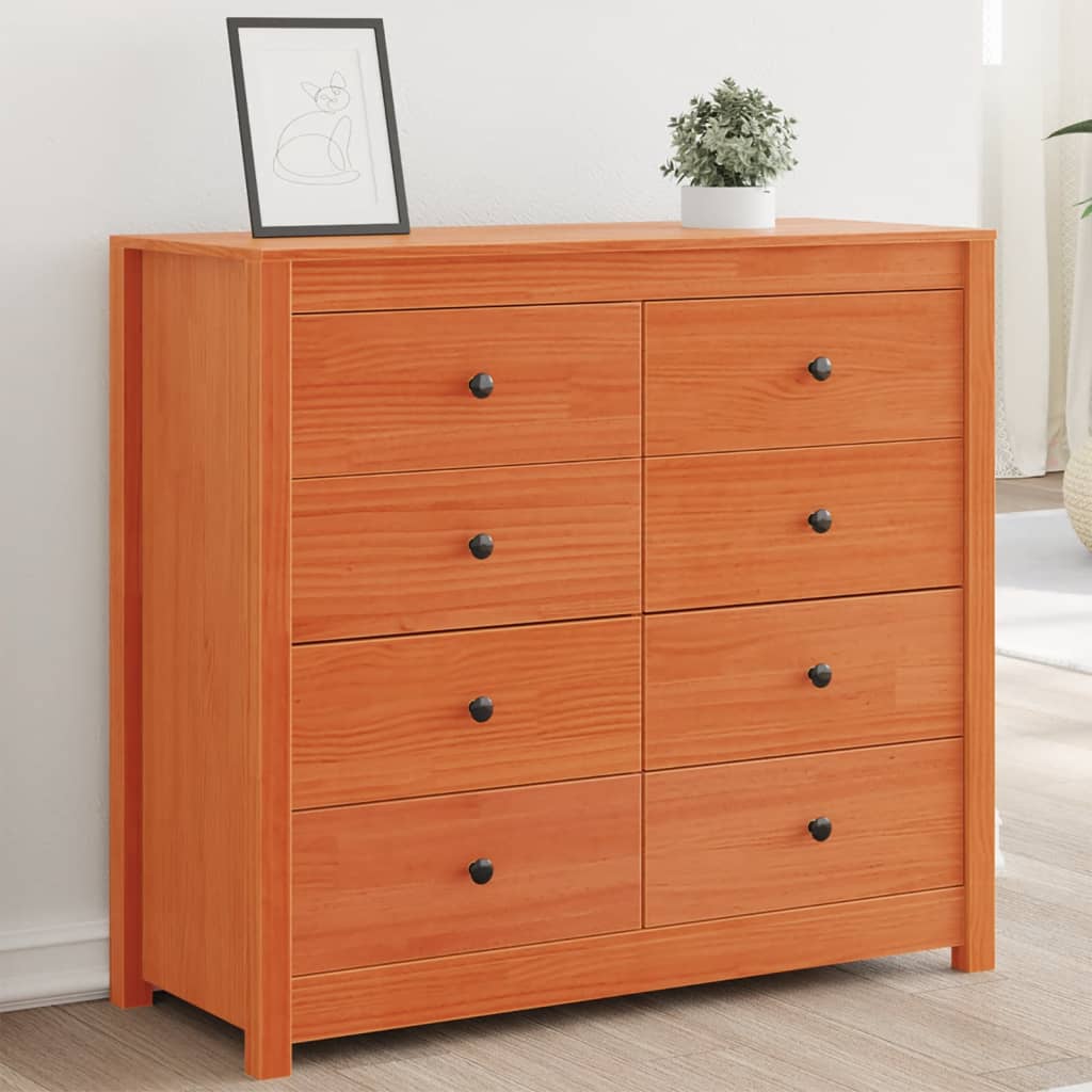 kommode 100x40x90 cm massivt fyrretræ gyldenbrun