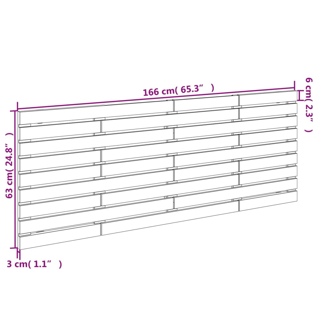 sengegavl 166x3x63 cm massivt fyrretræ brun