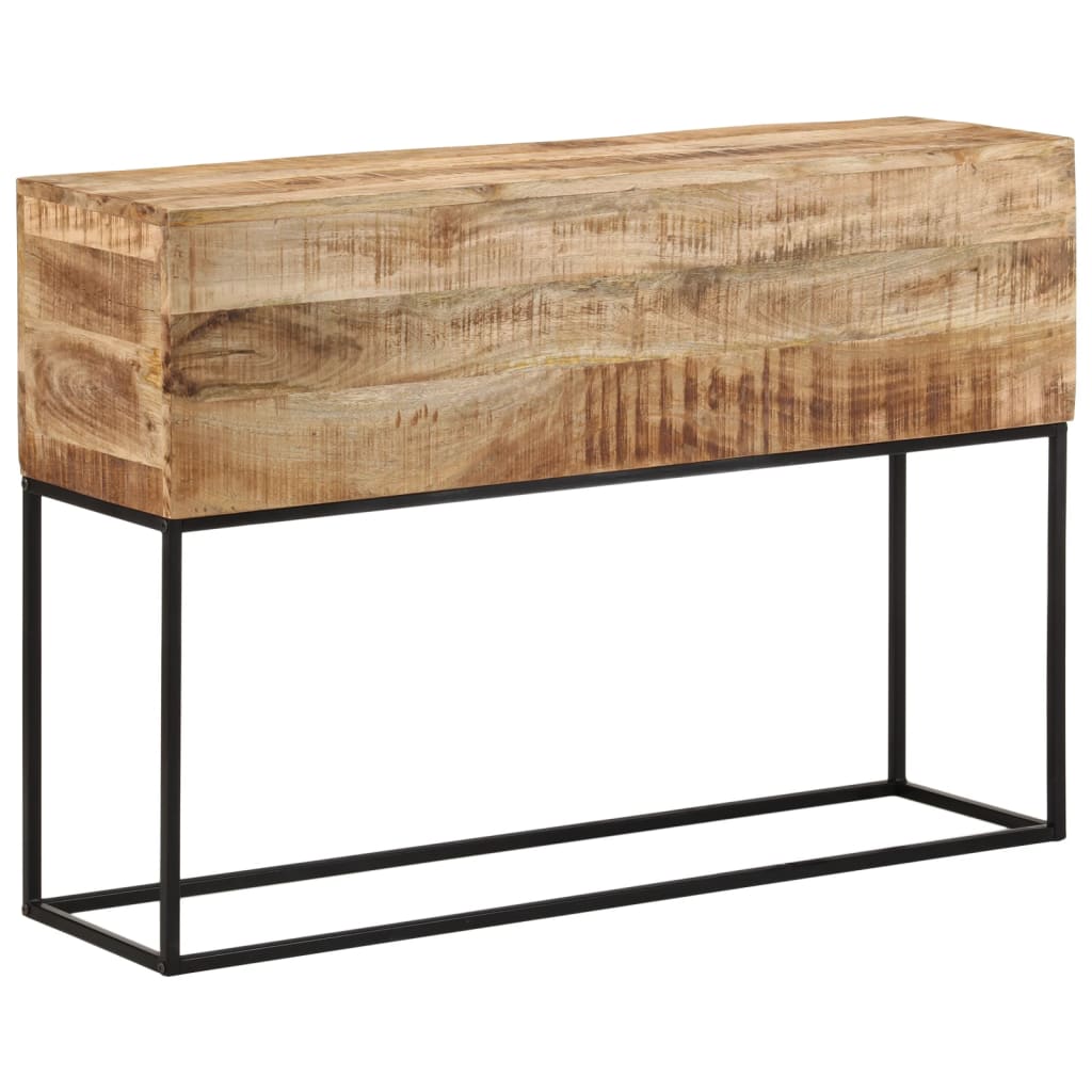 konsolbord 110x30x75 cm massivt ru mangotræ og jern
