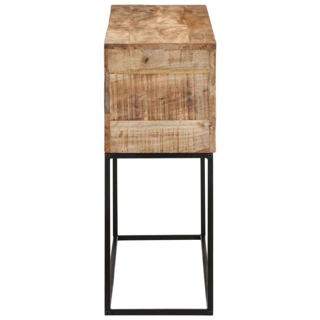 konsolbord 110x30x75 cm massivt ru mangotræ og jern