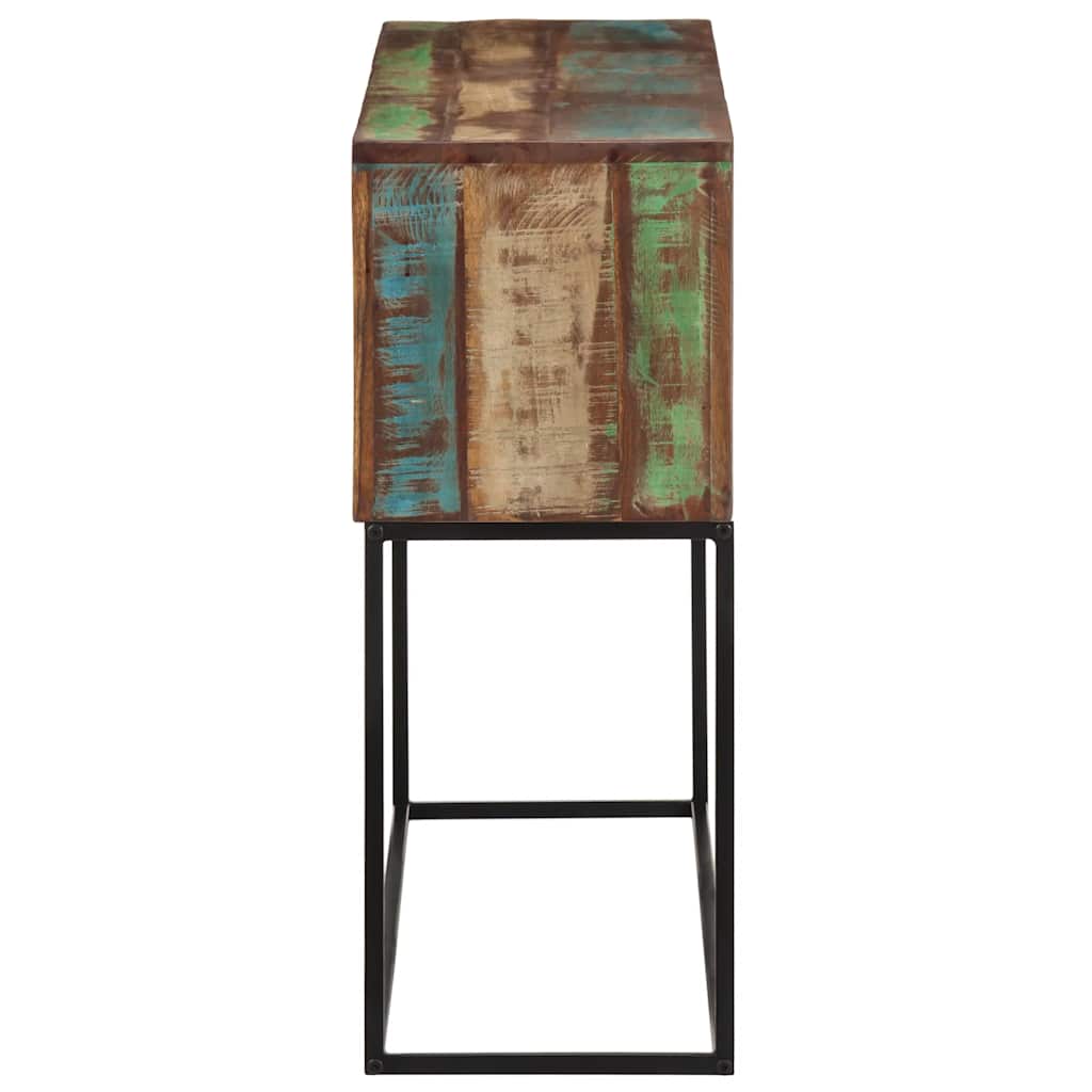 konsolbord 110x30x75 cm massivt genbrugstræ og jern
