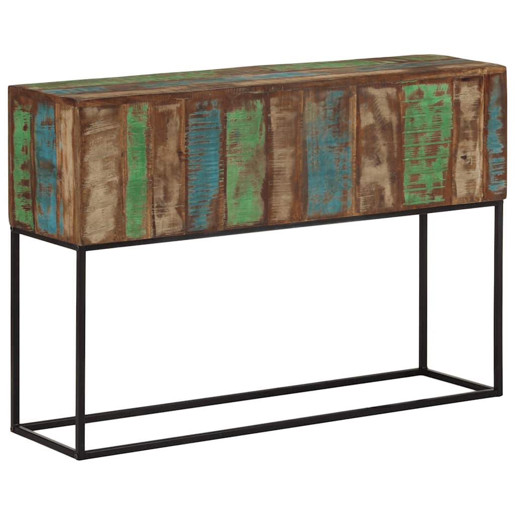 konsolbord 110x30x75 cm massivt genbrugstræ og jern