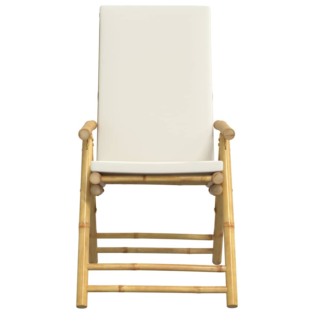 bistrostole 3 stk. foldbare med cremehvide hynder bambus
