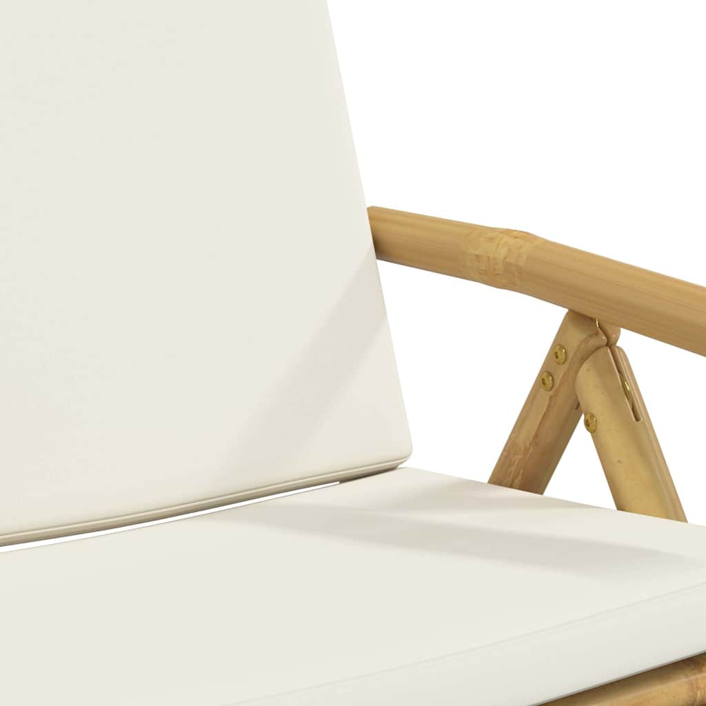 bistrostole 3 stk. foldbare med cremehvide hynder bambus