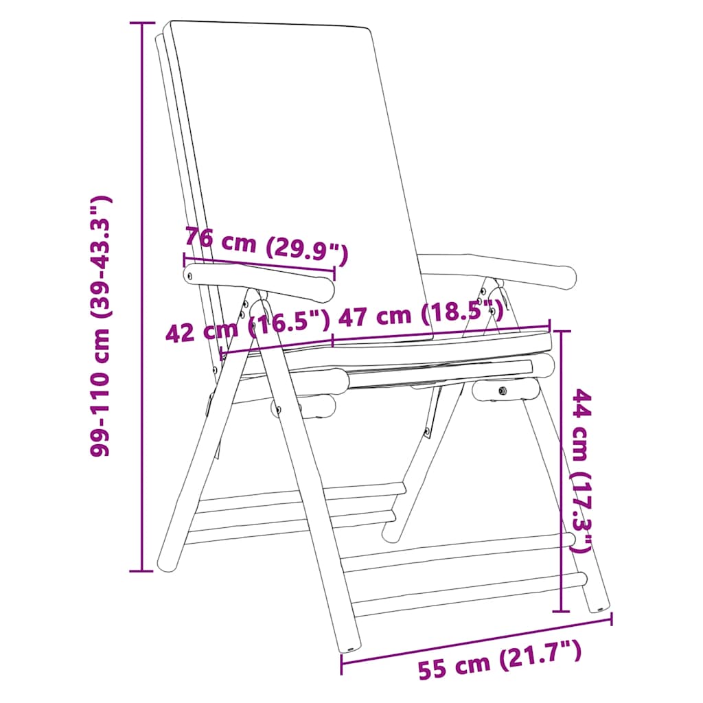 bistrostole 3 stk. foldbare med cremehvide hynder bambus