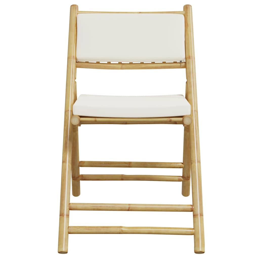 bistrostole 3 stk. foldbare med cremehvide hynder bambus