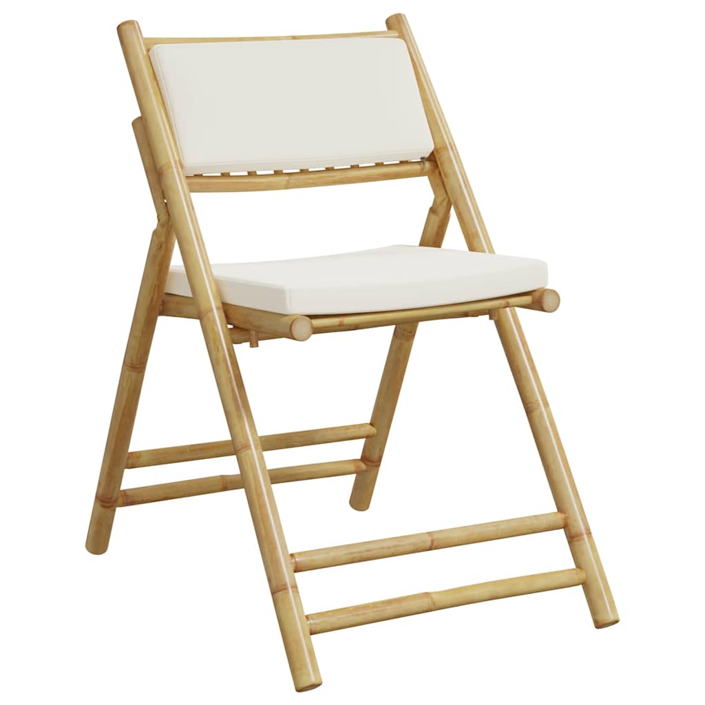 bistrostole 3 stk. foldbare med cremehvide hynder bambus
