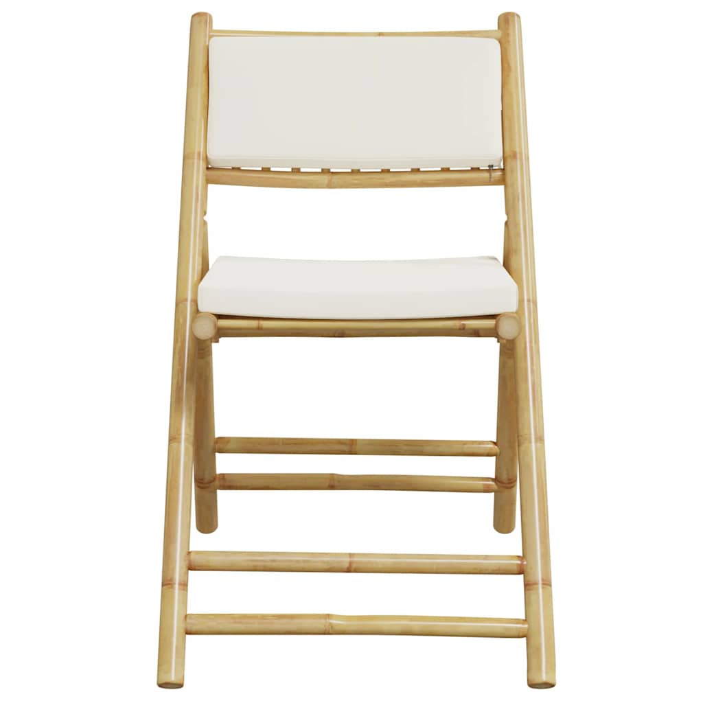 bistrostole 3 stk. foldbare med cremehvide hynder bambus