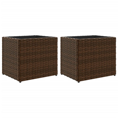 plantekasser 2 stk. 36x30x32 cm polyrattan brun
