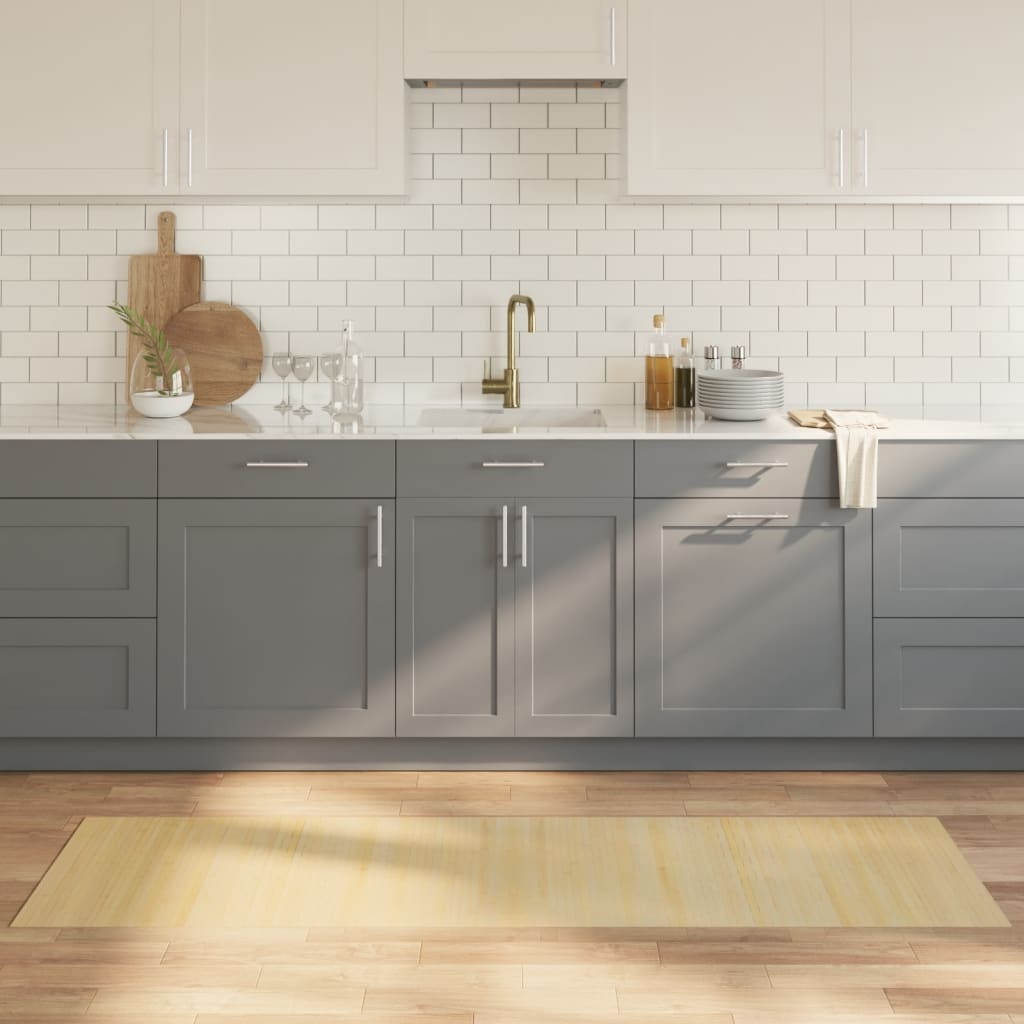 gulvtæppe 60x200 cm rektangulær bambus lys naturfarvet