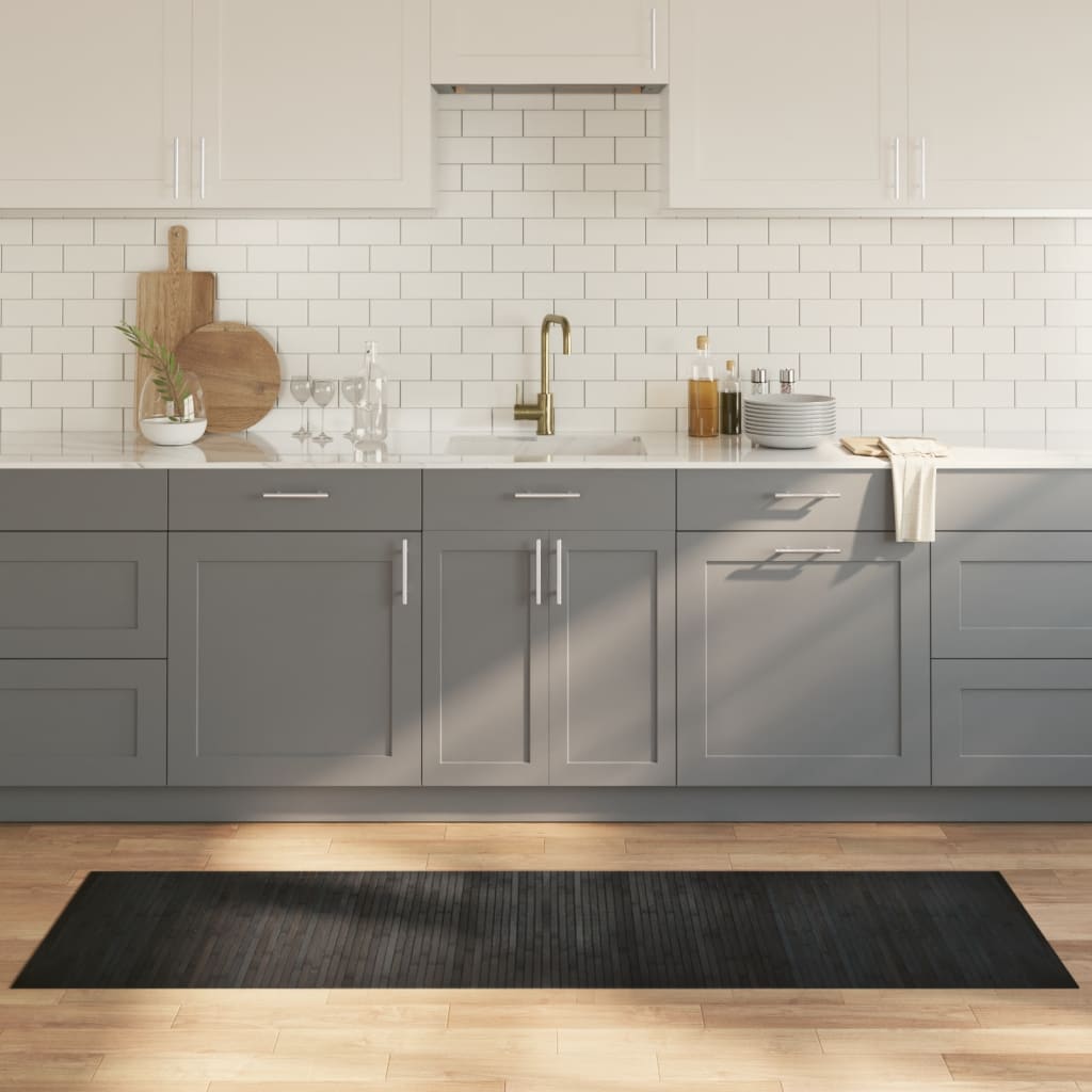 gulvtæppe 60x200 cm rektangulær bambus grå