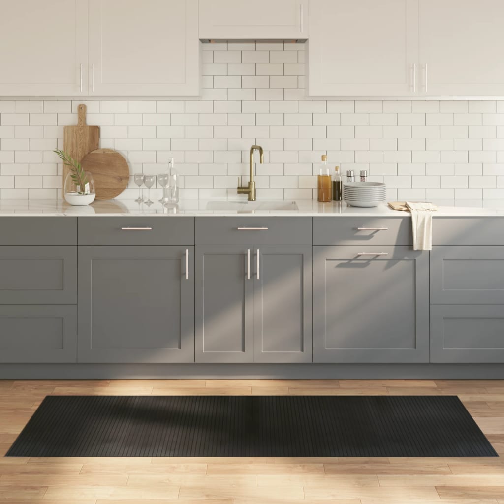 gulvtæppe 70x200 cm rektangulær bambus sort
