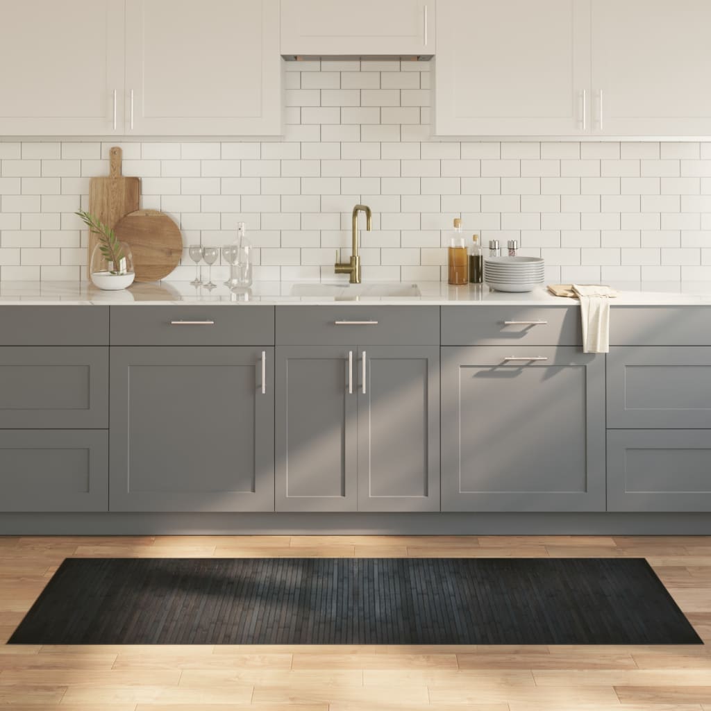 gulvtæppe 70x200 cm rektangulær bambus grå