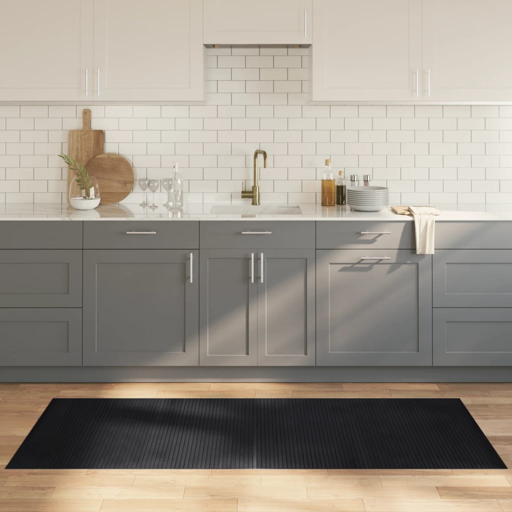 gulvtæppe 80x200 cm rektangulær bambus sort