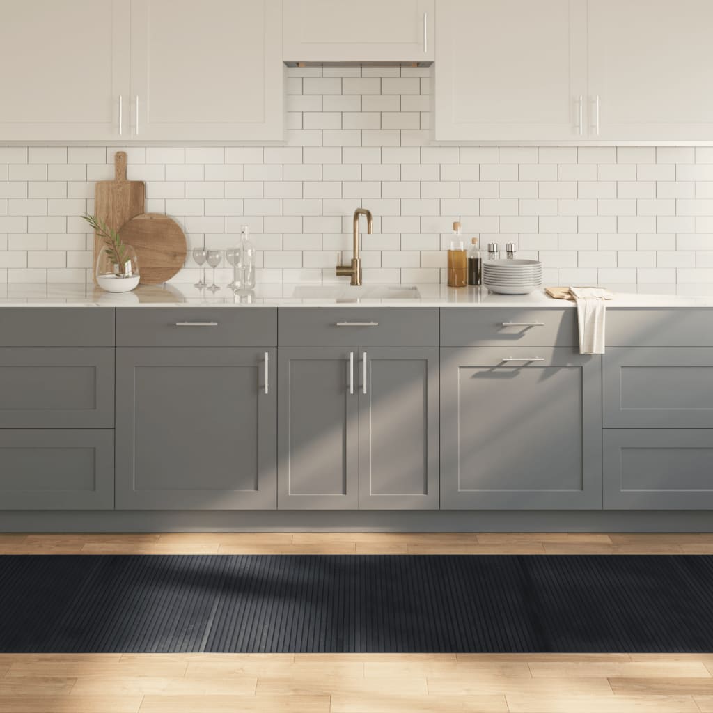 gulvtæppe 80x300 cm rektangulær bambus sort