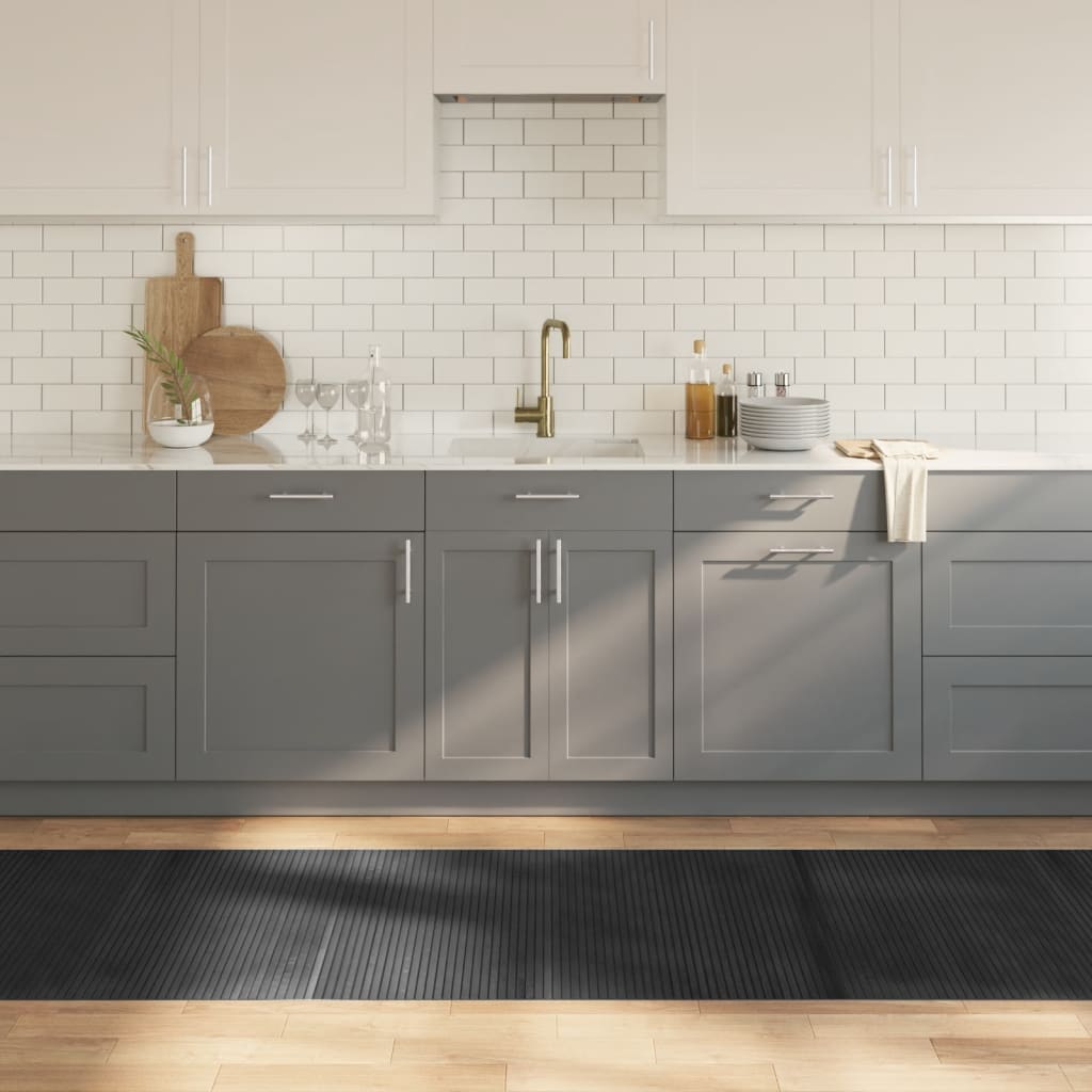gulvtæppe 80x300 cm rektangulær bambus grå