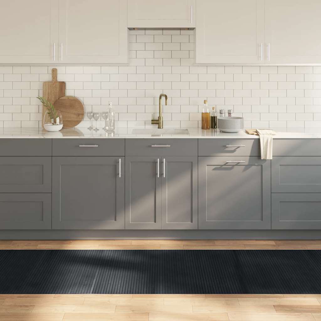 gulvtæppe 80x400 cm rektangulær bambus sort