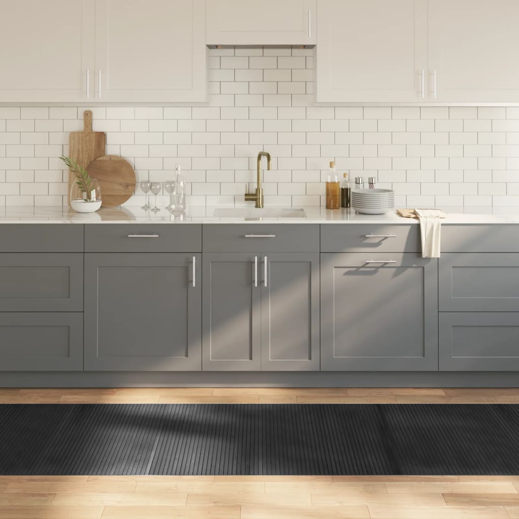 gulvtæppe 80x500 cm rektangulær bambus grå