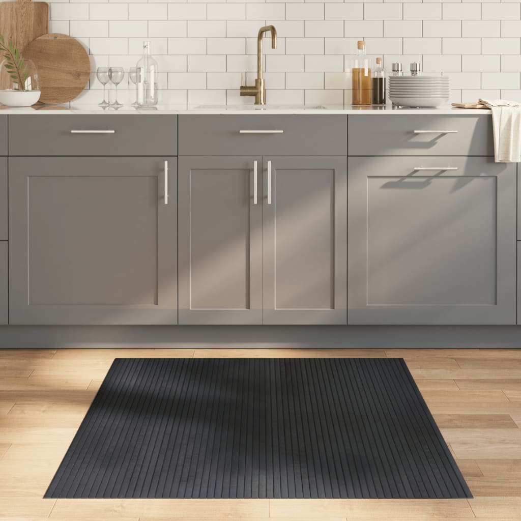 gulvtæppe 100x100 cm rektangulær bambus grå