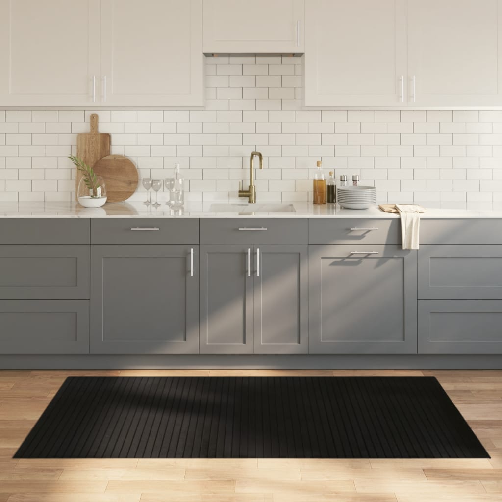 gulvtæppe 100x200 cm rektangulær bambus sort