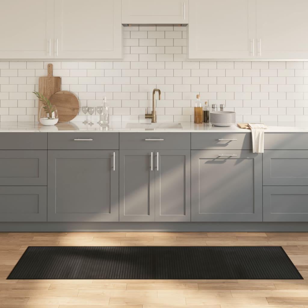 gulvtæppe 60x200 cm rektangulær bambus sort
