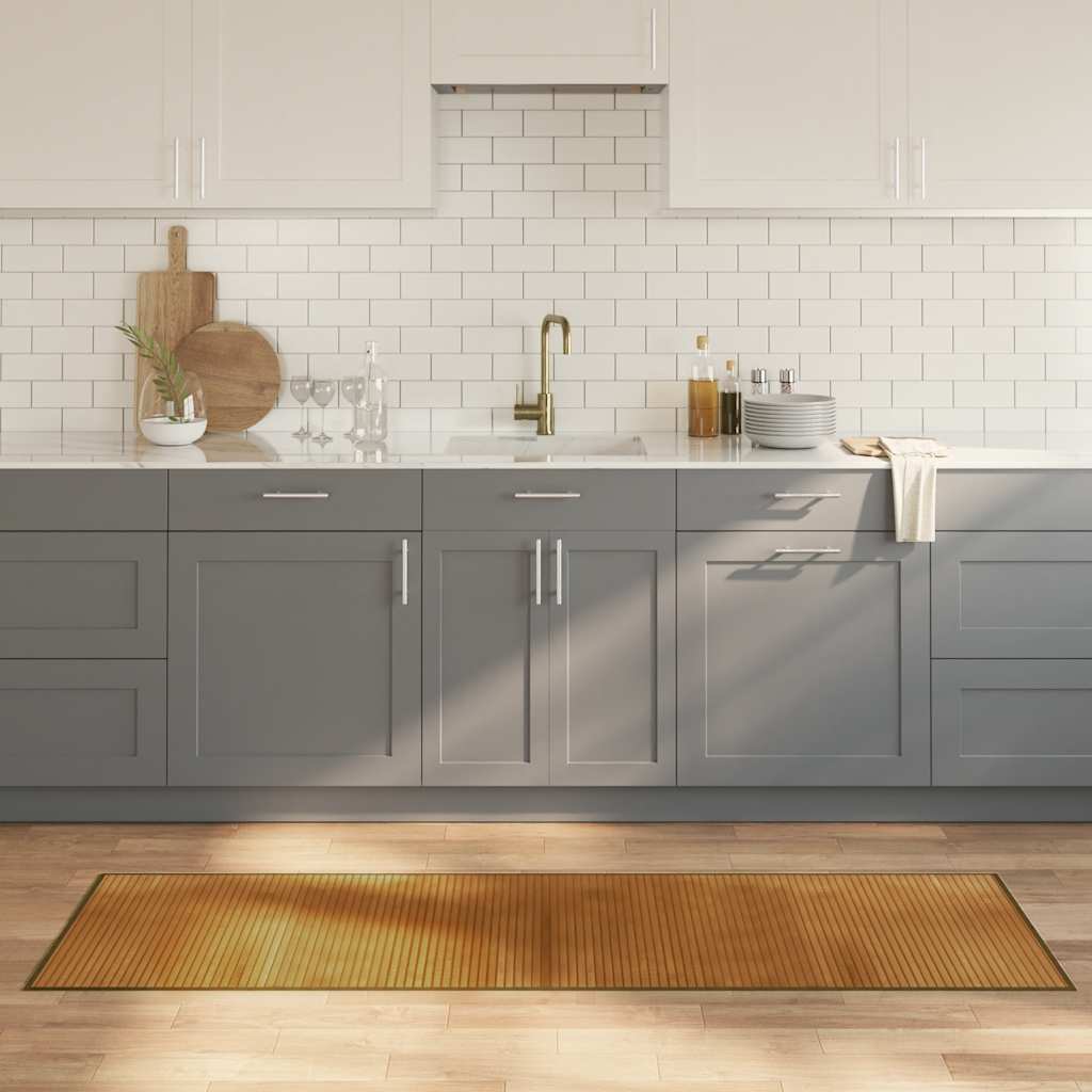 gulvtæppe 60x200 cm rektangulær bambus brun