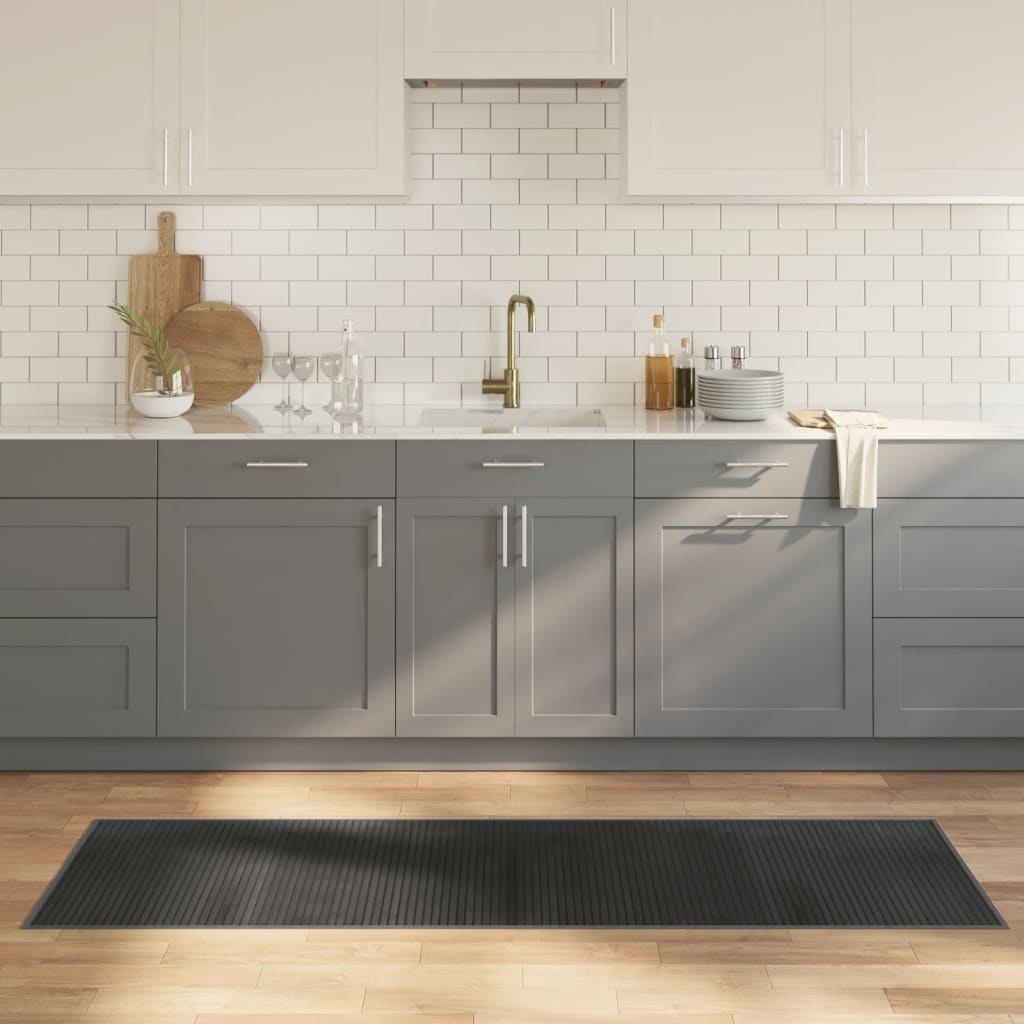 gulvtæppe 60x200 cm rektangulær bambus grå