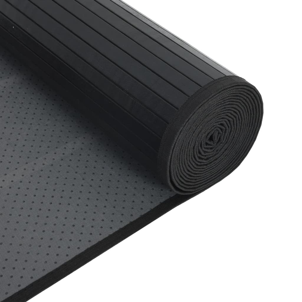gulvtæppe 60x1000 cm bambus rektangulært sort