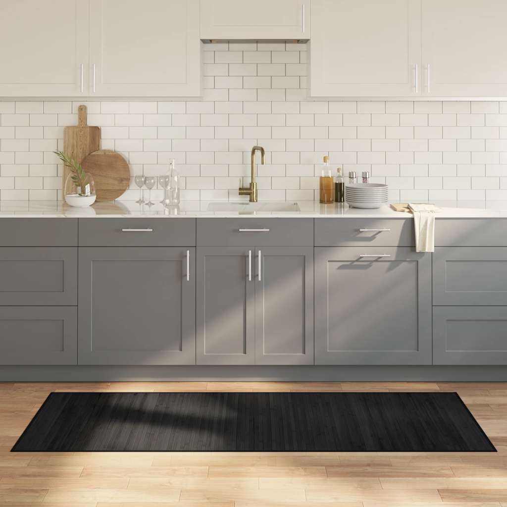 gulvtæppe 70x200 cm rektangulær bambus sort