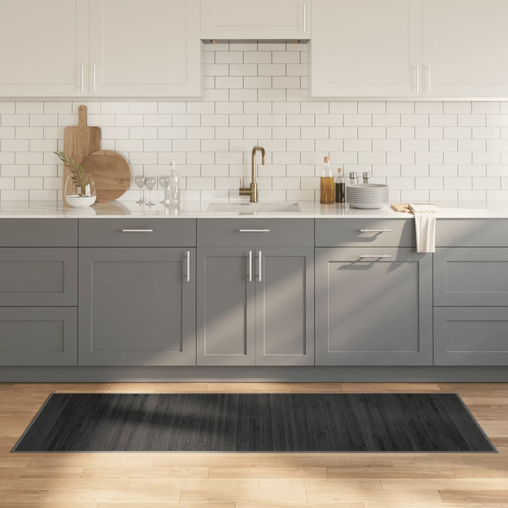 gulvtæppe 70x200 cm rektangulær bambus grå