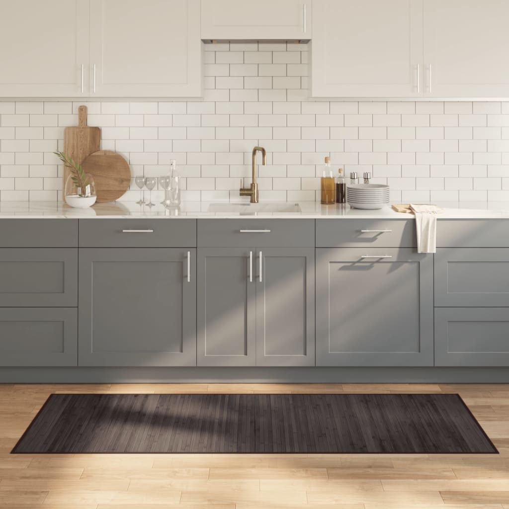 gulvtæppe 70x200 cm rektangulær bambus mørkebrun