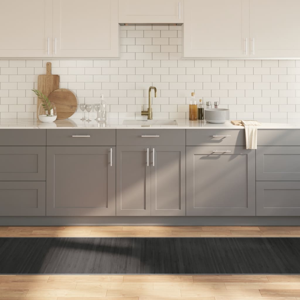 gulvtæppe 70x300 cm rektangulær bambus grå