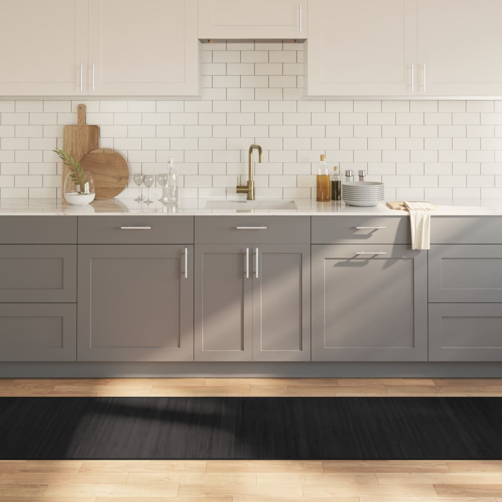 gulvtæppe 70x400 cm rektangulær bambus sort