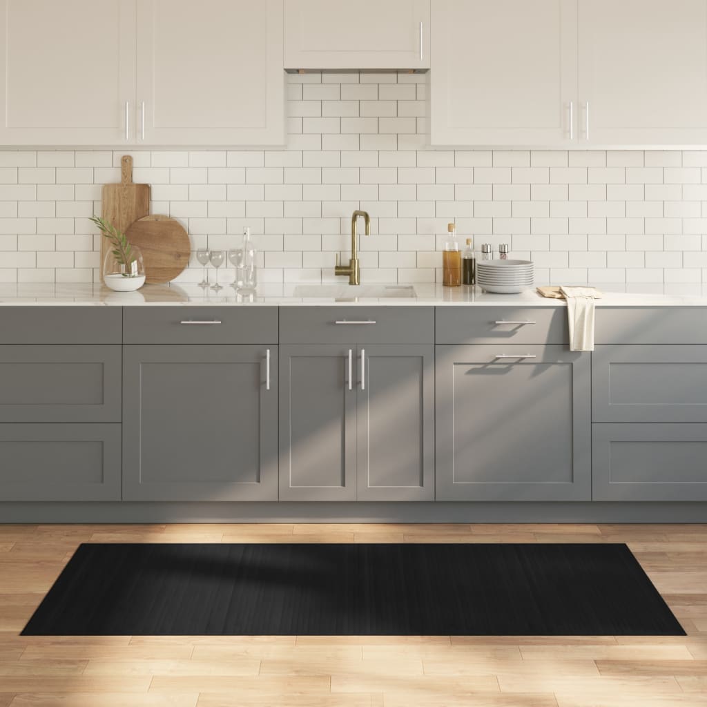 gulvtæppe 80x200 cm rektangulær bambus sort