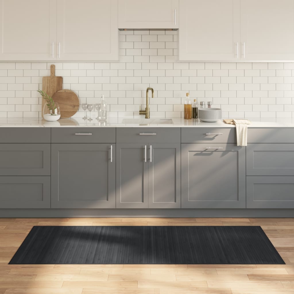 gulvtæppe 80x200 cm rektangulær bambus grå