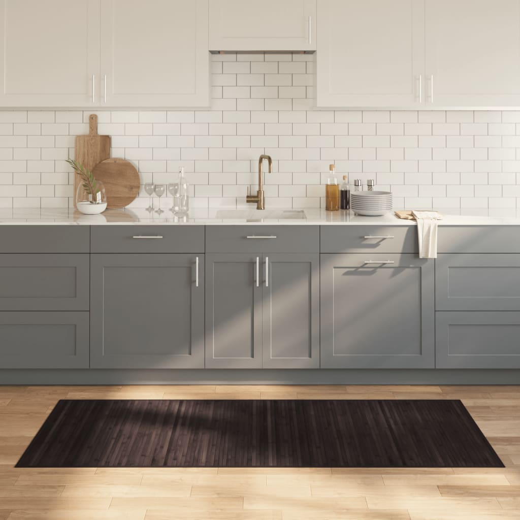 gulvtæppe 80x200 cm rektangulær bambus mørkebrun
