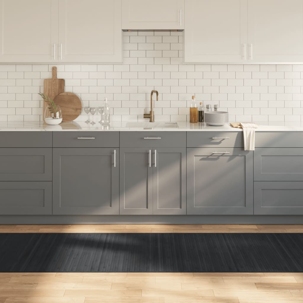 gulvtæppe 80x300 cm rektangulær bambus grå