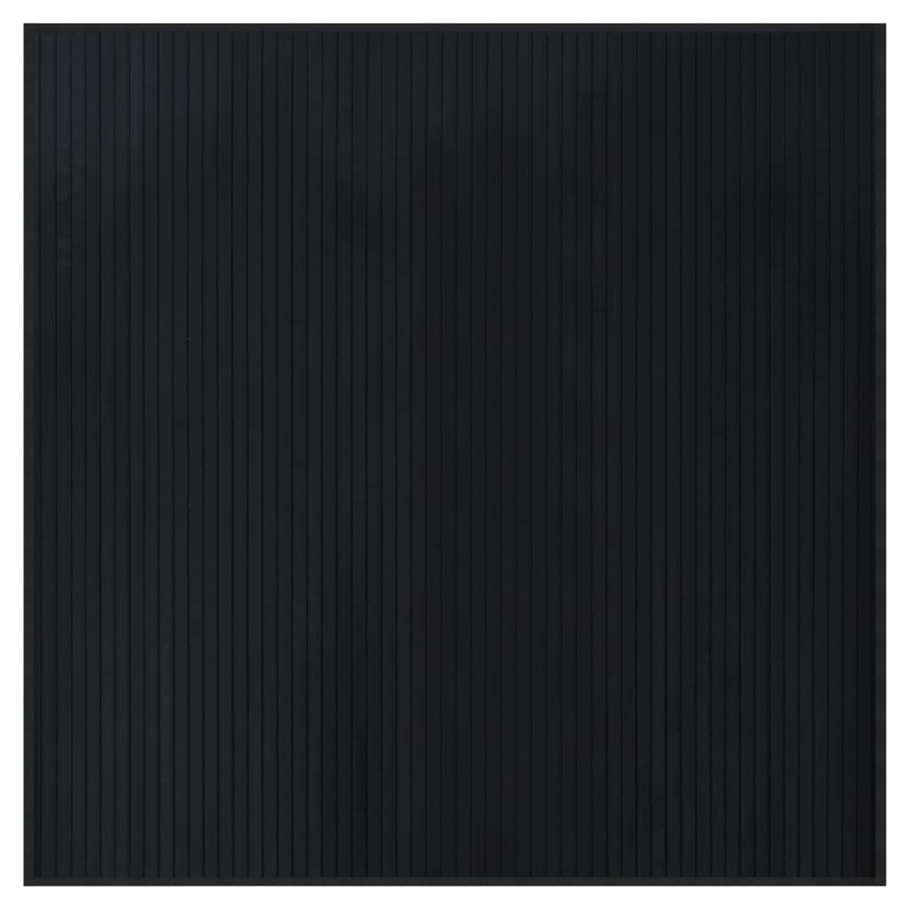 gulvtæppe 100x100 cm firkantet bambus sort