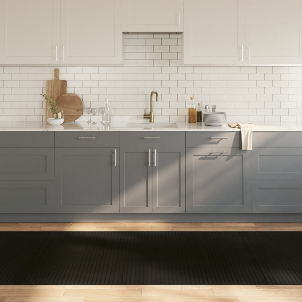 gulvtæppe 100x300 cm rektangulær bambus sort