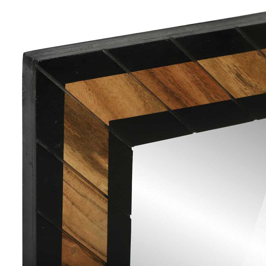Vægspejl Sort og Brunt 70 x 2 x 70 cm Massivt Akacietræ